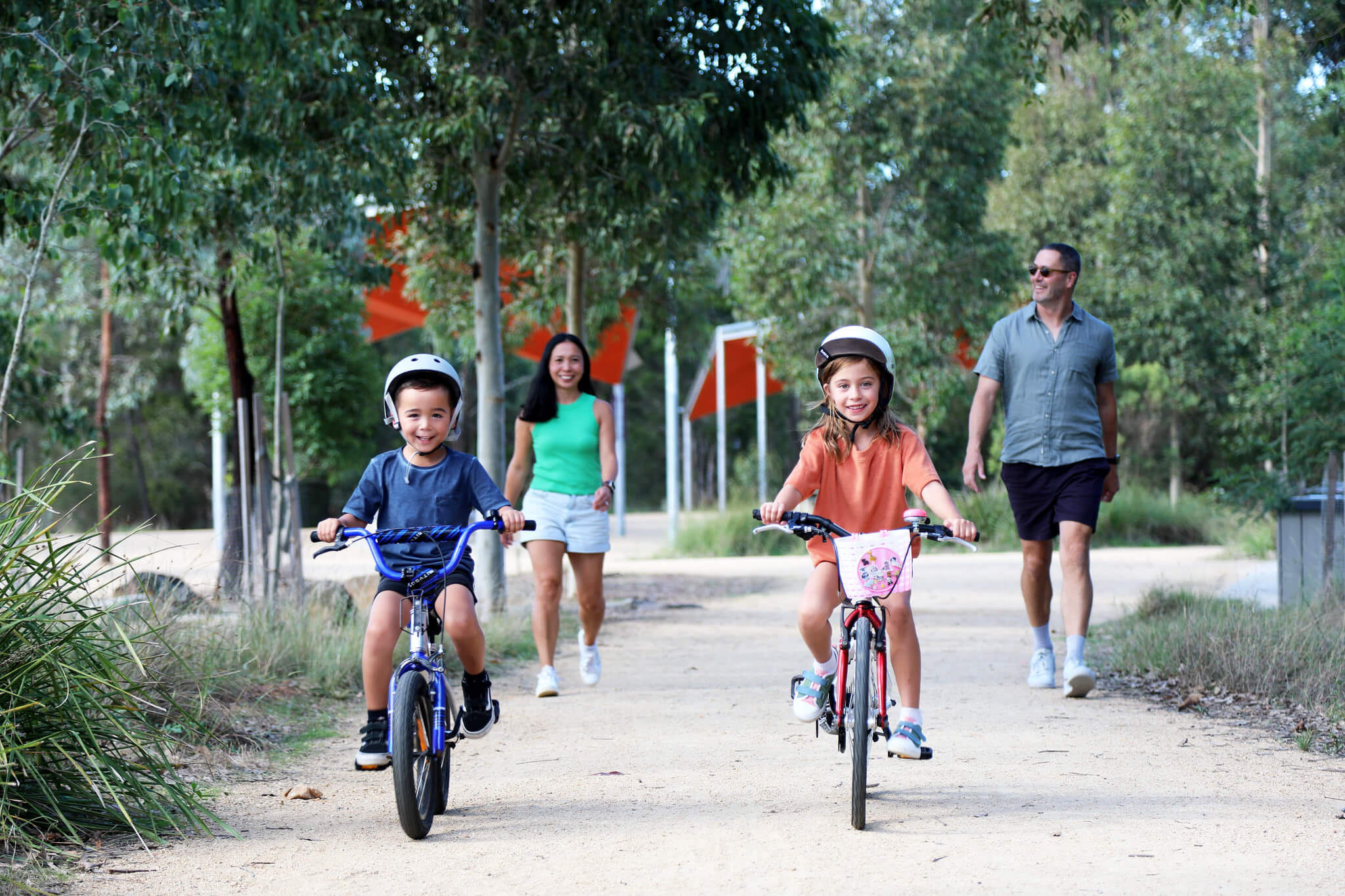 Kids riding bikes at Bungarribee Playground