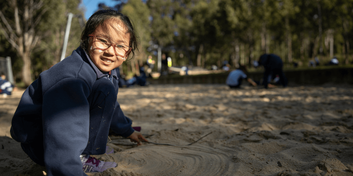 Girl playing in Western Sydney Parklands.